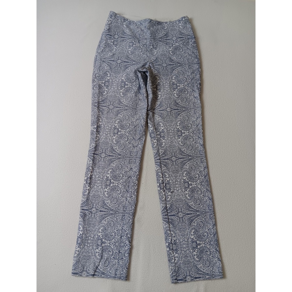 Up! Pants Paisley Print Pull On Trousers Blue White Size 8 Style 64946UP